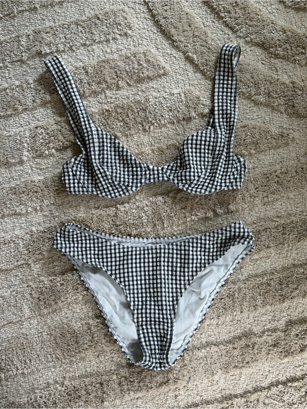 Billabong Black & White Gingham Underwire Bikini Set